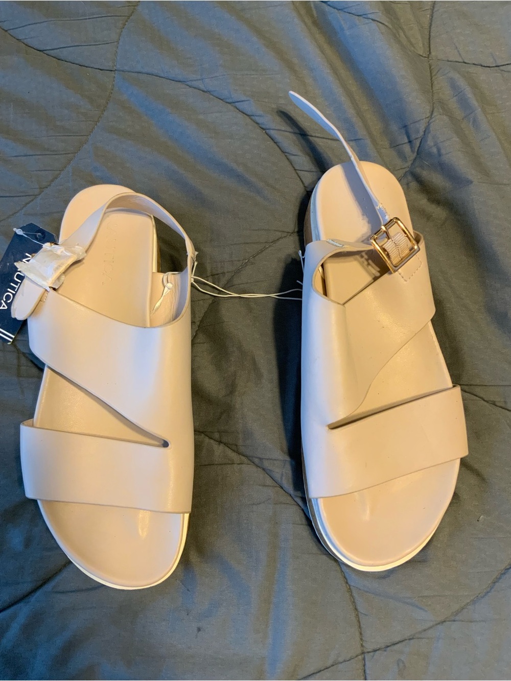 Nautica Women's Nude Beige Slingback Crossover Sandals